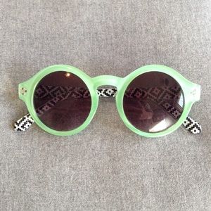 Seafoam Green Circular Sunglasses